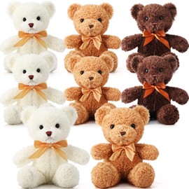HyDren 8 Packs Cute Bear Stuffed Animals 12 Inch Soft Bear Plush Stuffed Bears Plush Dolls with Bow Ties for Kids Boys Girls Baby Shower Birthday Party Gift Favors (Assorted Colors)