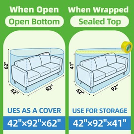GOONIK Sofa Cover for Moving and Storage, Waterproof Furniture Cover Moving Bag with 2 Label, 92 x 62 x 42 Inch, Blue