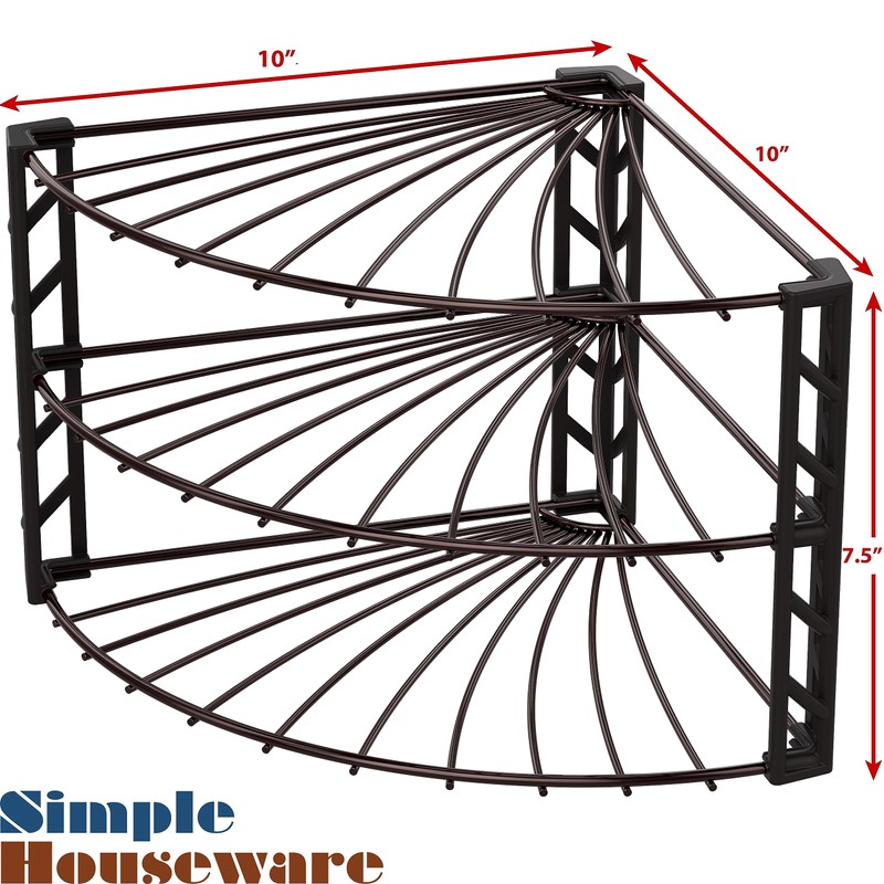 Simple Houseware 3-Tier Counter Corner Shelf Organizer, Bronze