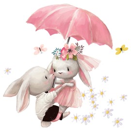 Little Deco DL601 S Wall Sticker Rabbit with Umbrella 33 x 29 cm (W x H)