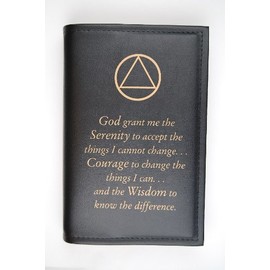 Alcoholics Anonymous Big Book Cover Serenity Prayer & AA Symbol Black