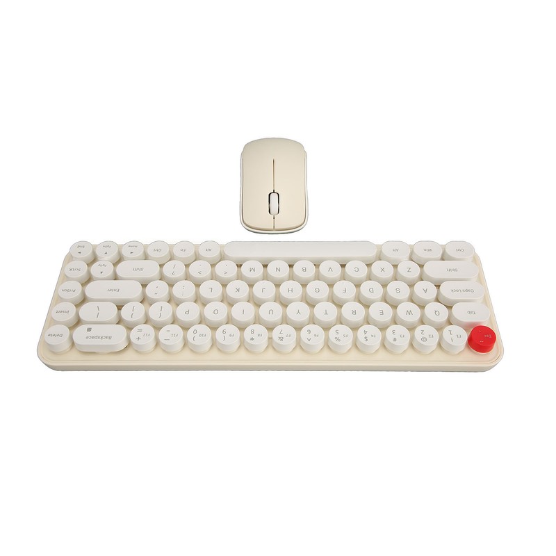 Wireless Keyboard Mouse Combo Mini Portable Retro Silent 2.4G Wireless