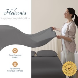 Carressa Linen 100% Egyptian Cotton Sheets California King Size - 1500 Thread Count 4 PC Cal King Sheets Egyptian Cotton, Cooling Sateen Sheets, High Thread Count Sheets California King - Dark Grey