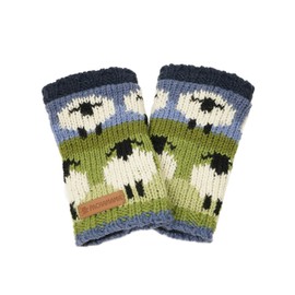 Pachamama Women Wool Hand Warmers Fleece Lined Handknitted Sheep Multicoloured One-Size Handmade Extra Warm Fair Trade