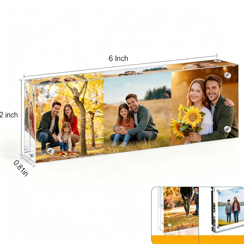 Tmoicer 2 Pack 2 * 6 Acrylic Block Picture Frames,