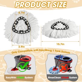 3 Pack Mop Heads Replacements, Spin Mop Replacement Heads Compatible O-Ceda EasyWring 1-Tank System, Microfiber Mop Refills, Easy Cleaning Mop Replace Head