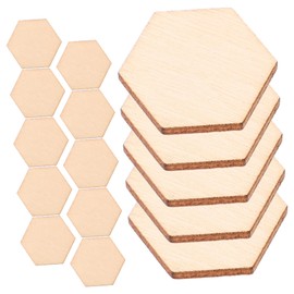 Gadpiparty 100pcs Unfinished Hexagon Wood Pieces Blank Wooden Hexagon Shape Cutouts Natural Wooden Tile Slabs Cutouts Slices for DIY Crafts Coaster Holiday Wall Home Decoration Beige