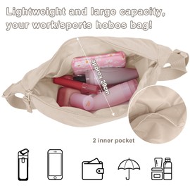 Hobo Cross Body Bag Orange Nylon Dumpling Bag Crescent Bags Women Nylon Shoulder Bag with Zipper Hobo Bag Portable Crescent Purse with Adjustable Strap Crescent Bag for Women Daily Use Shopping Work