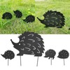 4Pcs Metal Hedgehog Decorative Garden Stakes Cute Animal Hollow Design
