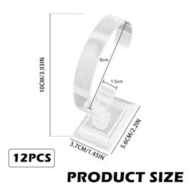 JJQHYC 12 Pieces Clear Plastic Watch Display Stand | C-Type Watch Holder Rack for Watches | Store Countertop or Home Display Organiser