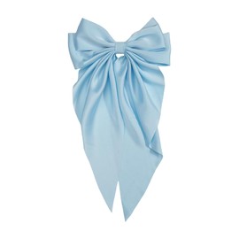Hair Bows for Women Light Blue Clips Large Satin Ribbon Bow Accessories Silk Big Hairs Bow for Girls Cute Christmas Long Hair Bows for Girls Hair Clip