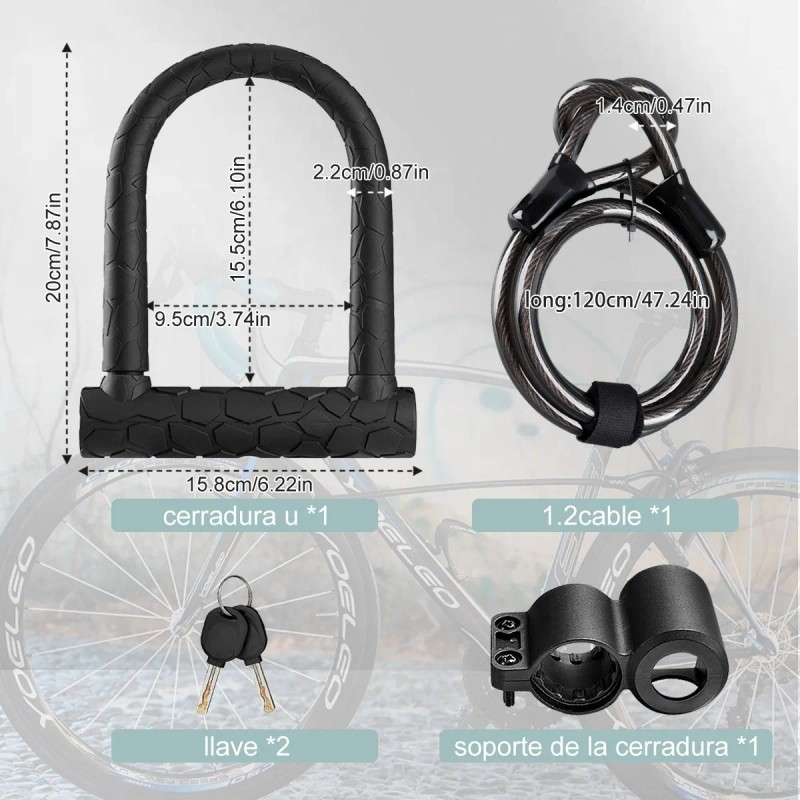 Candado Rigido Tipo U Para Bicicleta Motocicleta Con 2llaves