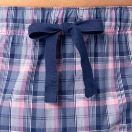 IZOD Men's Relaxed Fit Printed Poplin Drawstring Sleep Shorts, Blue/Pink Plaid, Medium