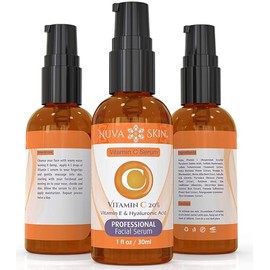 Nuva Skin Sérum Facial De Vitamina C - Sérum Facial Con Vitamina C Y Ácido Hialurónico, Sérum Antiedad, Sérum Iluminador, Sérum Facial Iluminador Con Aceite De Vitamina C, Sérum Facial Para La Producc