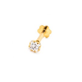Cartilage Piercing Zircon 2.5 mm - 9ct Yellow Gold - Gift Box, Yellow Gold