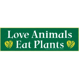 Love Animals Eat Plants Vegetarian Vegan Small Laptop Car Bumper Sticker Water Bottle Bike Locker Skateboard Decal 5.5-by-1.63 Inches (Sticker)