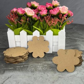 50 Stück Kraftpapier Anhänger, Etiketten Geschenkanhänger mit 50 Jute Schnur, Etiketten Tags 6CM Geschenkanhänger, Anhänger Etiketten mit Schnur für Geschenkverpackungen Kunsthandwerk