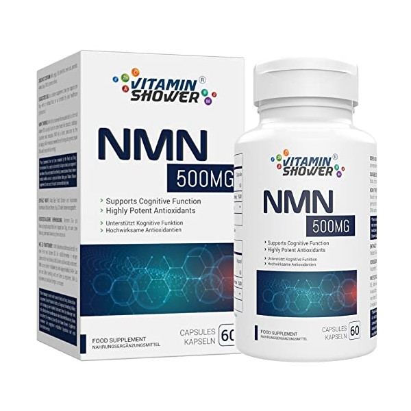 NMN Supplement, 500MG Nicotinamide Mononucleotide Capsules for Supports Anti-Aging, Longevity and Energy, Naturally Boost NAD+ Levels, 60 Capsules (Pack of 1)