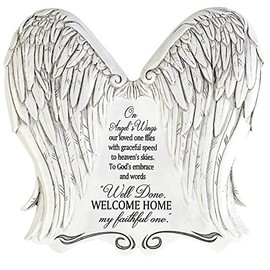 Dicksons Angel's Wings Bereavement White 7.5 x 7.5 Resin Outdoor Decorative Stepping Stone