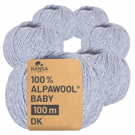 100% Baby Alpaca Wool in 50+ Colours (Scratch-Free) – 300 g Set (6 x 50 g) – Soft Alpaca Wool for Knitting & Crochet in 6 Yarn Sizes by Hansa-Farm