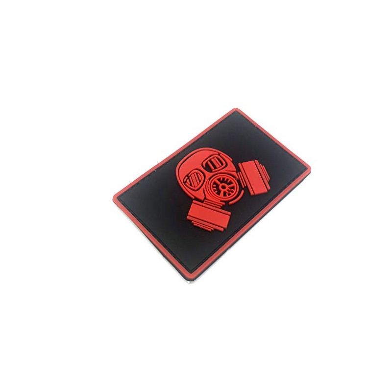 Gasmask Paintball Airsoft PVC Morale Patch (Red)