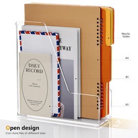 SANRUI 2-Pack Acrylic Magazine File Holder Desk Organizer Magazine Rack, Clear, Vertical File Sorter Holders, 9.45" D x 3.54" W x 10.24" H