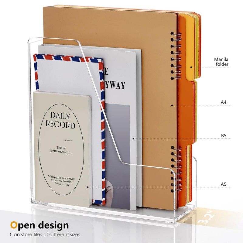 SANRUI 2-Pack Acrylic Magazine File Holder Desk Organizer Magazine Rack,