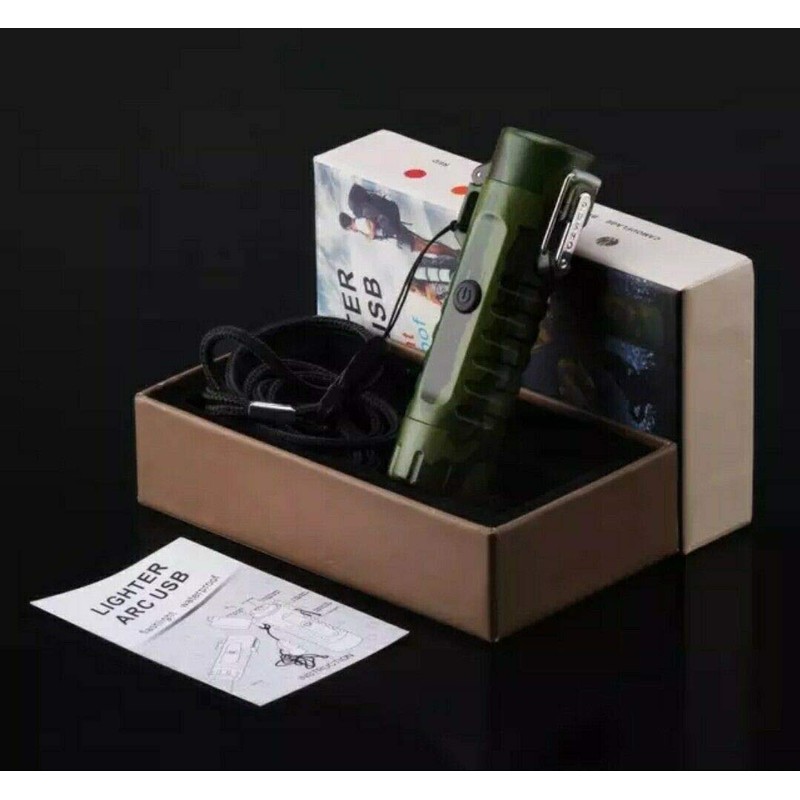 Waterproof, Dual Arc Plasma Lighter Flashlight Combo (Camo)