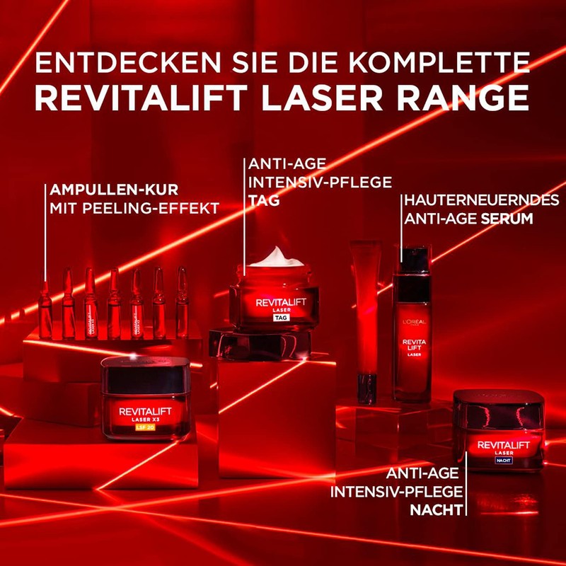 L'Oréal Paris Augenpflege, Revitalift Laser X3, Anti-Aging Augencreme mit 3-fach