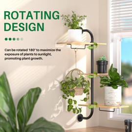 YUOROS Wall Plant Holder 3-Tier Floating Plant Shelves for Window Indoor with Metal Hanger