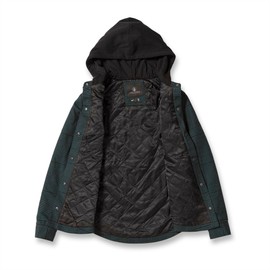 Volcom Women's Standard Lightly Insulated Riding Flannel Jacket –Quilted Lining Boxy Fit, Balsam S4, Medium