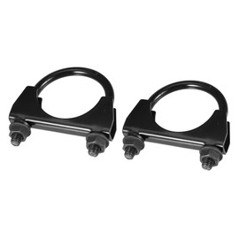 Partuto 2pcs 51mm Universal Car U-Bolt Exhaust Clamp - Stainless Steel Black