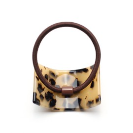 QinGoo Tortoise Shell Square Hair Rubber Marble Hair Elastic Stylish Adult Cute Scrunchie Hair Accessory Korean Women's 1 Piece (2.0 x 1.3 inches (5.2 x 3.2 cm), Tortoise