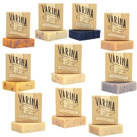 Varina Organic Lavender Variety Bar Soap - Gentle Cleansing for Sensitive Skin, Herbal and Mint - 10 Pack - Experience Healthy and Glowing Skin