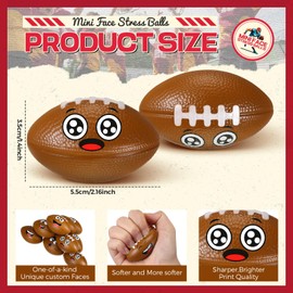 Arrowbash 24 Pcs Mini Face Football Stress Balls for Boys Girls Football Stress Balls Funny Face Squeeze Balls Foam Balls for Stress and Anxiety Relief Balls for Party Favors Birthday Gift Decoration