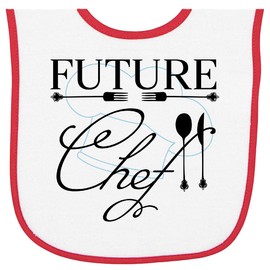 inktastic Future Chef with Silverware and Hat Baby Terry Cloth Bib White and Red 2a34c