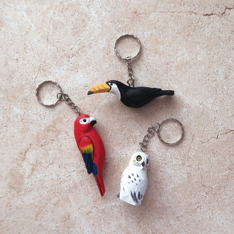 Elcomune Key Chain Wood Key Ring Kingfisher KC-16