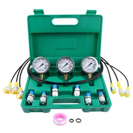 SINOCMP Hydraulic Pressure Test Kit, 3 Pressure Gauges 25Mpa/40Mpa/60Mpa 6 Test Couplings 3 Test Hoses 1 Storage Case Diagnosis Tester Gauge Set for Excavator Construction Machinery Upgraded Version