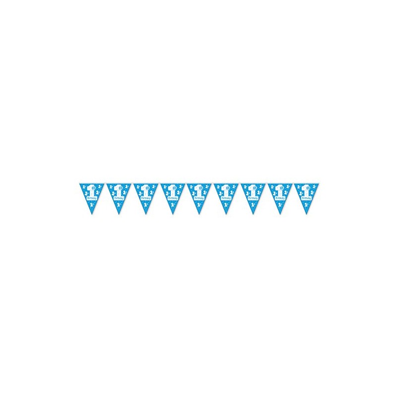 Beistle 1st Birthday Pennant Banner, 10 by 12-Feet, Light Blue/White