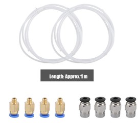 XUMIUZIY PTFE Teflon Tube Kit, ID 2mm OD 4mm Bowden Tube for 1.75mm Filament, 1M/3.3FT, 4 Pieces PC4-M6 & 4 Pieces PC4-M10 Pneumatic Fittings, Fits Direct Drive Extruder 3D Printer