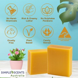 Simple Scents Australia Manuka Honey Scented Natural Soap Bars (6 Bars), 3.5oz Moisturizing French Triple Milled Soap Bars Enriched with Shea Butter - Pure Plant Oil Bath & Body Soap Bars