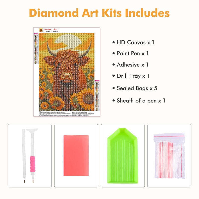 MOGTAA Cow Diamond Art Painting Kits for Adults, 5D Flowers