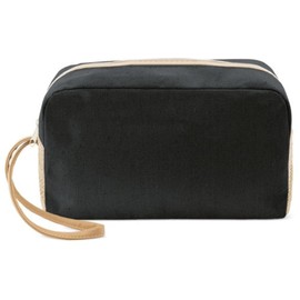 Jute Women's Men's Zipper Toiletry Bag Cosmetic Toiletry Bag for Makeup Travel, Black/White