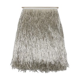 Kehuadiy Beaded Fringe Trim, Ribbon Tassel Fringe Trims Glass Beads Trim Tassels for Clothing Accessories DIY Decoration (Silver, 12"×2 Yards)