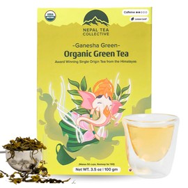 NEPAL TEA Organic Green Tea Loose Leaf - Certified Organic Loose Green Tea from a Family Farm in the Himalayas - Award-Winning Premium Green Tea Leaves Loose Leaf - 3.5oz /100g (Ganesha Green)
