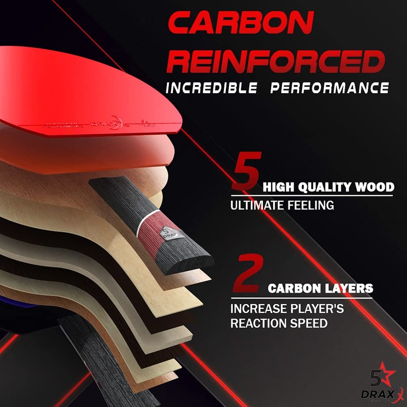 DRAXX Table tennis bat | 5 Stars Grade | Carbon