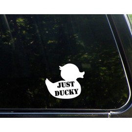 Just Ducky- 4-1/4" x 3-3/4" - Vinyl Die Cut Decal/Bumper Sticker for Windows, Cars, Trucks, Laptops, Etc.