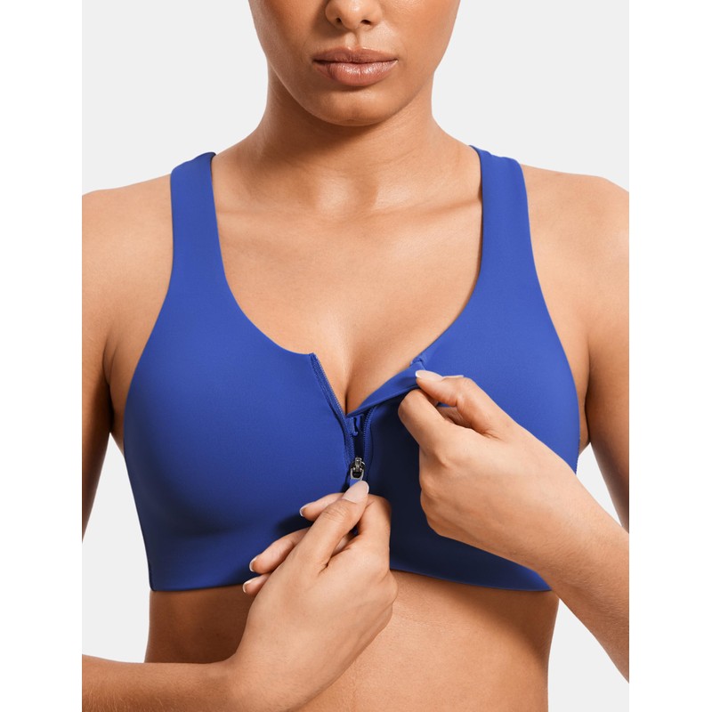 SYROKAN Power On High Impact Zip Front Sports Bras for