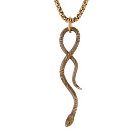 HZMAN Retro Snake Necklace for Men Women Stainless Steel Gothic Punk Hip Hop Animal Snake Pendant Biker Party Jewelry Gift, Stainless Steel, No Gemstone