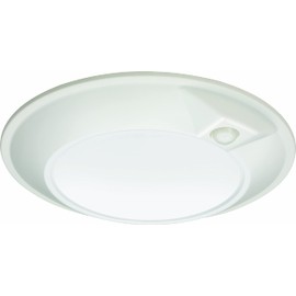 Juno JSBT 6IN SWW2 90CRI PIR MW M6 SlimBasics Slim Tapered Switchable White LED Disk Light with PIR Sensor, 6 Inch, White